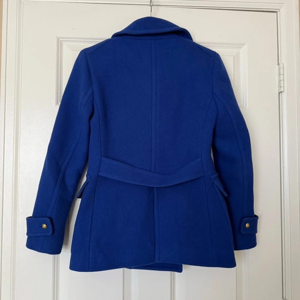 J. Crew Stadium Cloth by Nello Gori Royal Blue Wool Double Breasted Coat Size 2 - Picture 4 of 16